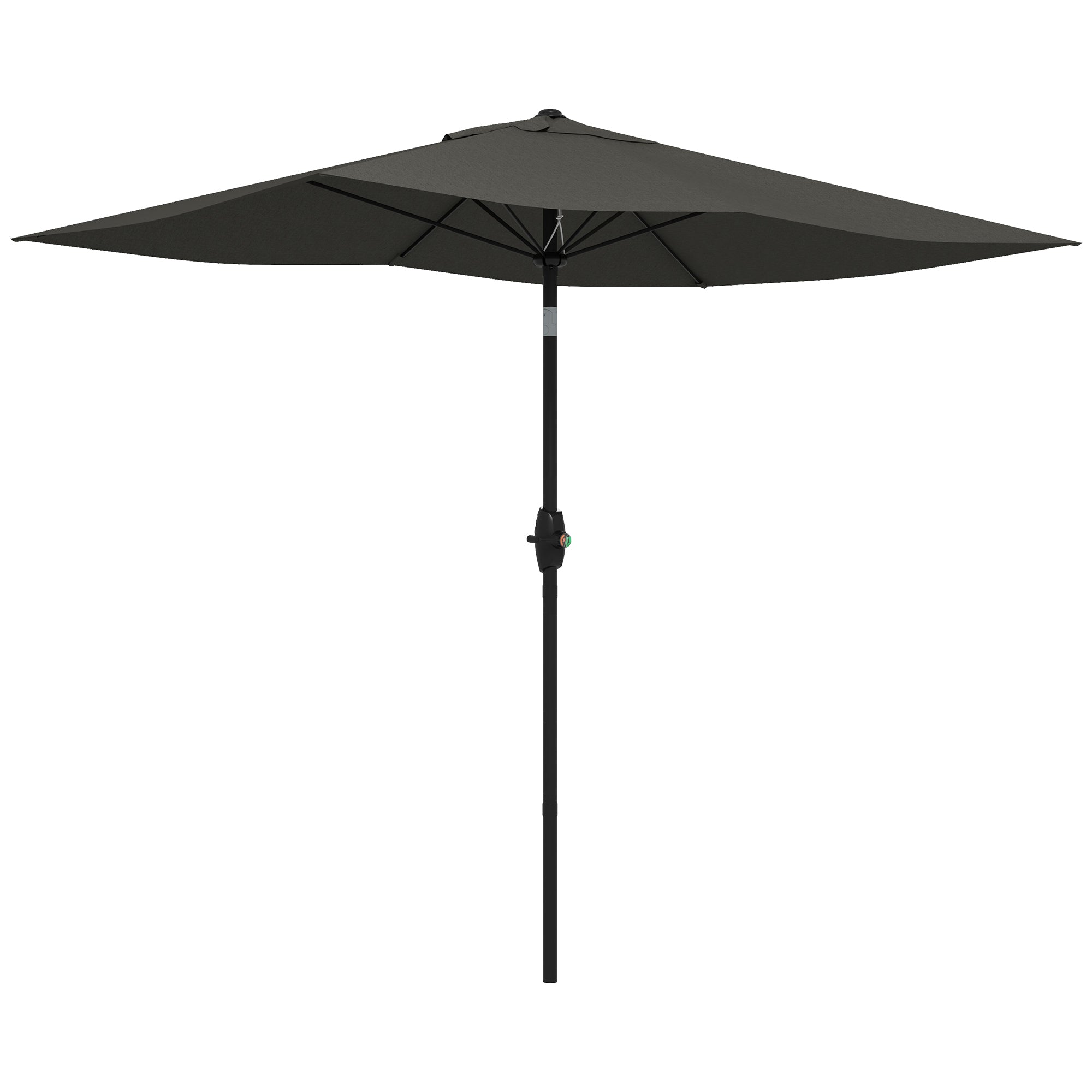 Outsunny Rectangular Garden Parasol: 2x3m Outdoor Sun Shade with Crank & Tilt, Aluminium Pole, Charcoal Grey