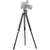 HOMCOM Industrial Tripod Floor Lamp, Nautical Cinema Standing Spotlight with Wood Legs and Adjustable Height for Living, Bedroom, Black and Silver