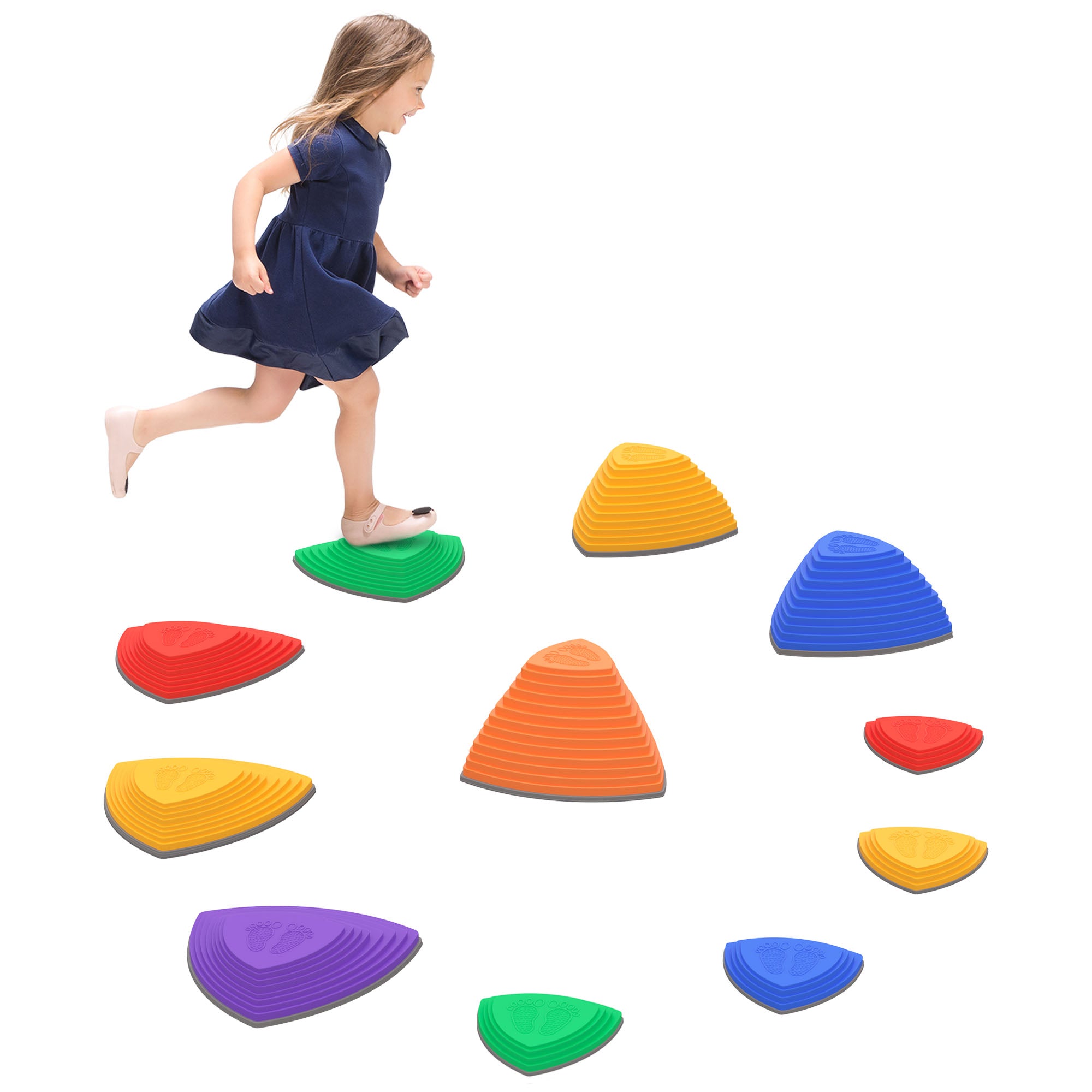 ZONEKIZ 11 PCs Stepping Stones Kids Balance River Stones Indoor Outdoor for 3-8 Ages Obstacle Course, Sensory Play, Stackable, Non-Slip