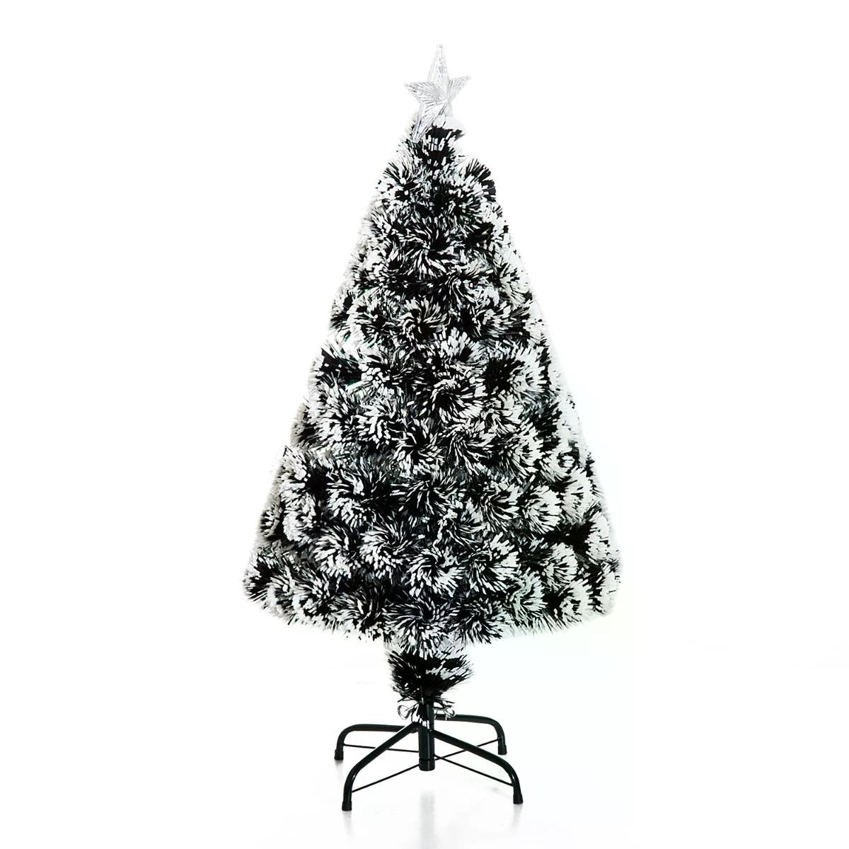 HOMCOM 4ft 120cm Green/White Artificial Christmas Tree W/ Prelit LED