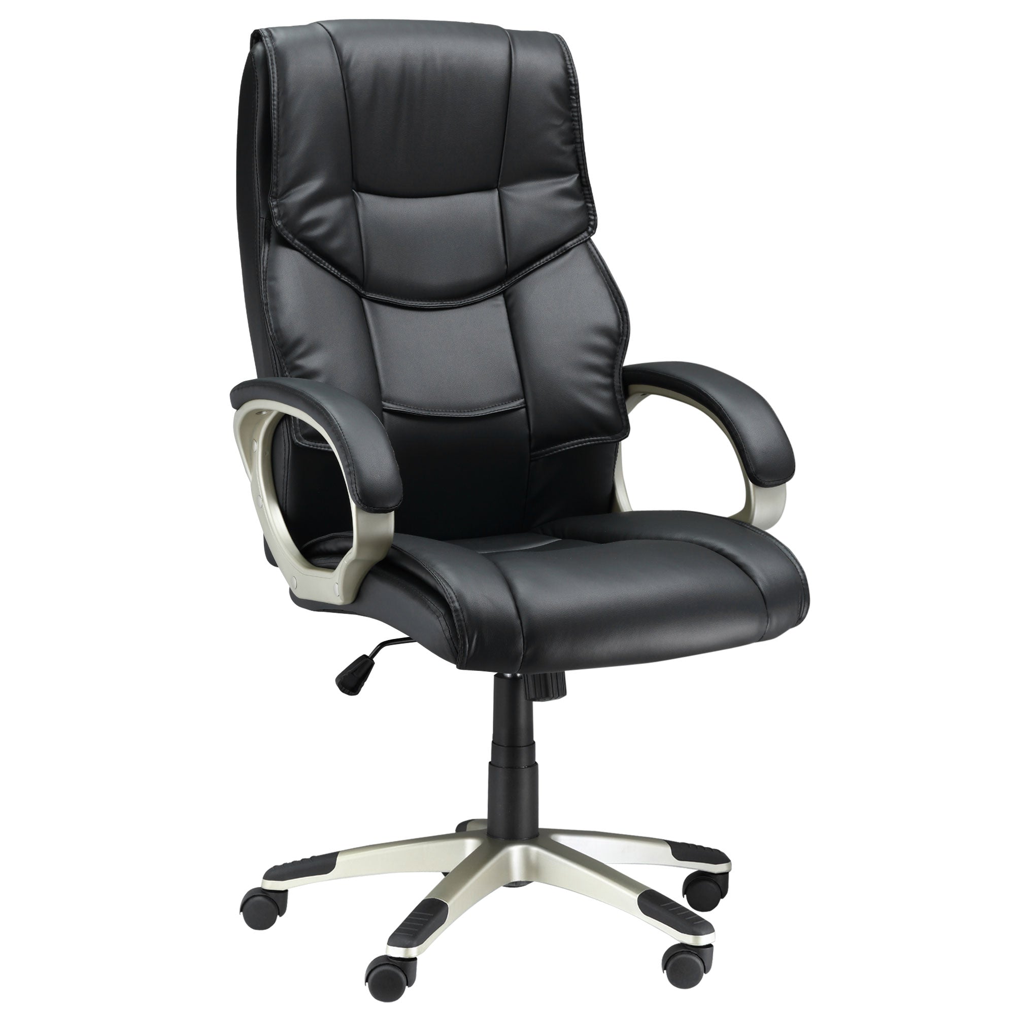 HOMCOM Computer Desk Chair, High Back Swivel Chair, Faux Leather, Adjustable Height, Rocking Function, Black