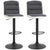 HOMCOM Bar stool Set of 2 Armless Adjustable Height Upholstered Bar Chair with Swivel Seat, Dark Grey