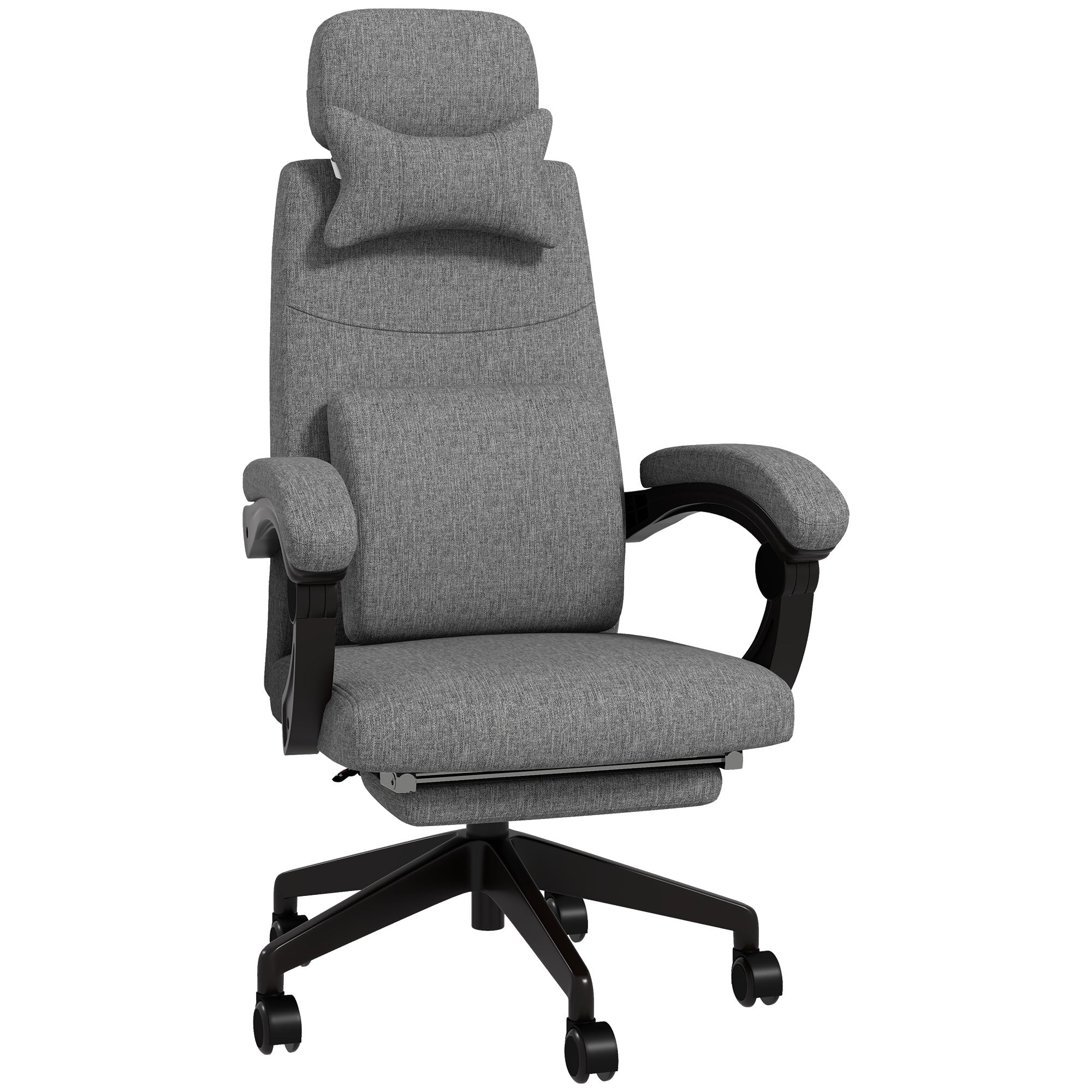 Vinsetto Reclining Office Chair, High Back, Computer Chair with Footrest, Lumbar Support, Adjustable, Swivel, Dark Grey