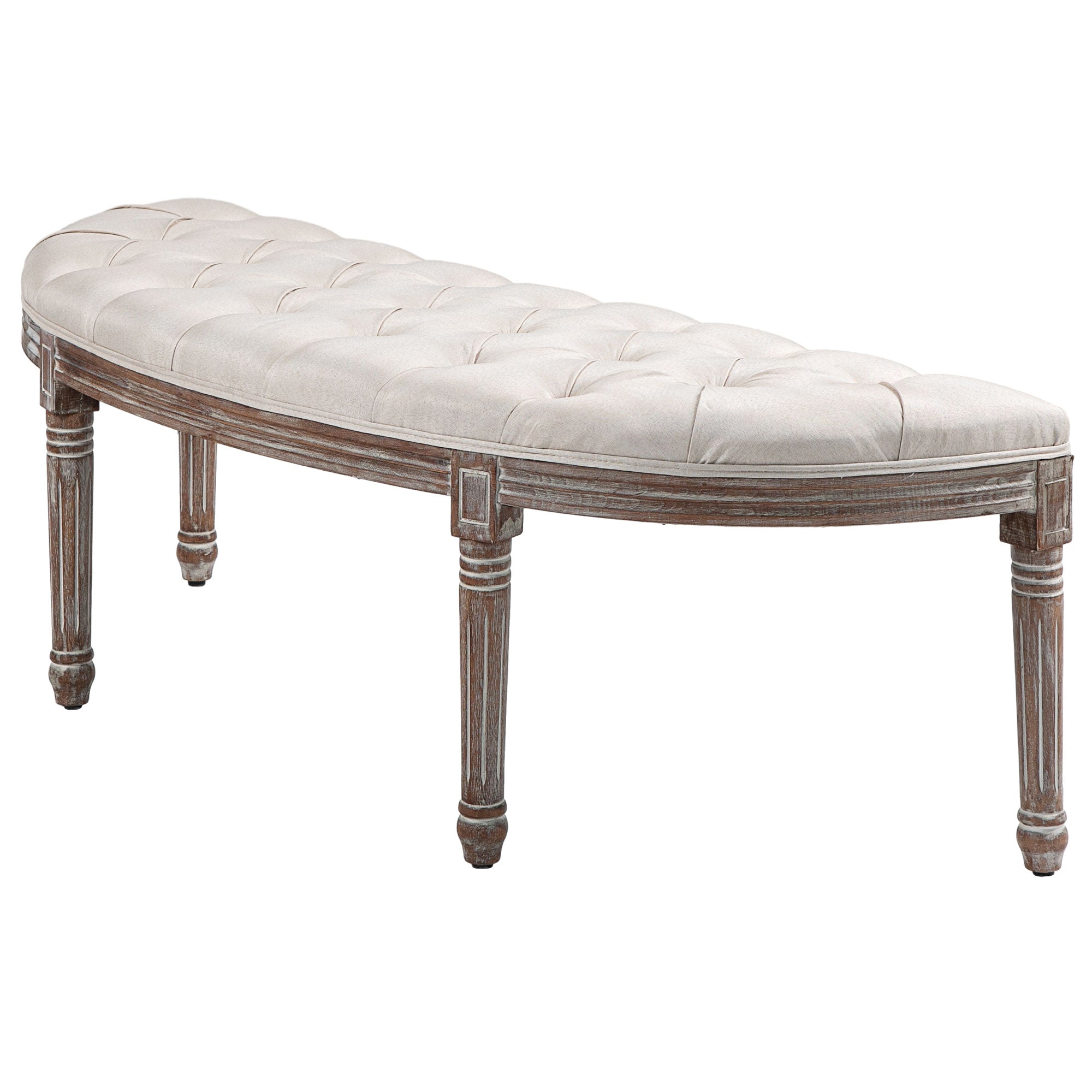 HOMCOM Half Circle Padded Bed End Bench - Cream White