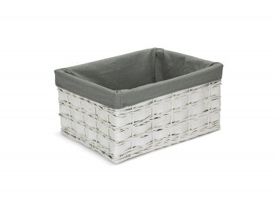 EXTRA LARGE WHITE SCANDI STORAGE BASKET with GREY SAGE LINING