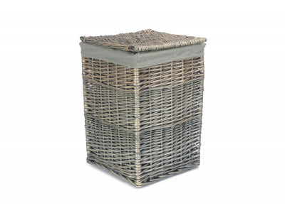 SMALL SQUARE LAUNDRY BASKET with GREY SAGE LINING