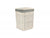 SMALL SQUARE WHITE WASH LAUNDRY HAMPER with GREY SAGE LINING