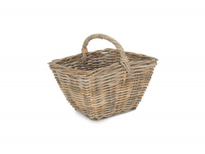 GREY RATTAN KINDLING BASKET