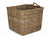 LARGE SQUARE GREY RATTAN LOG BASKET