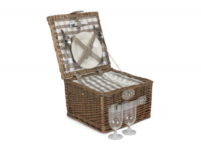 2 PERSON GREY CHECKED CHILLER HAMPER