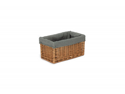 SMALL DOUBLE STEAMED STORAGE BASKET with GREY SAGE LINING