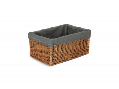 LARGE DOUBLE STEAMED STORAGE BASKET with GREY SAGE LINING