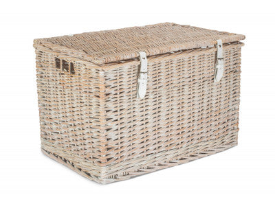 24" WHITE WASH CHEST HAMPER