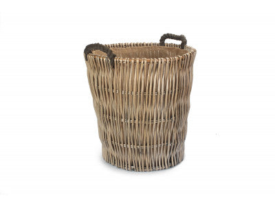 TALL ROUND GREY LOG BASKET