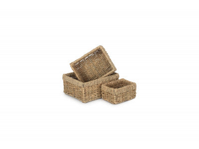 RECTANGULAR SEAGRASS SMALL TRAYS SET 3