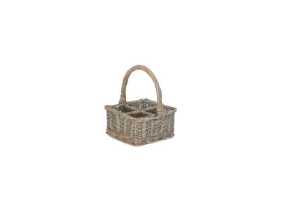 GREY WASH SQUARE 4 SECTION CUTLERY BASKET