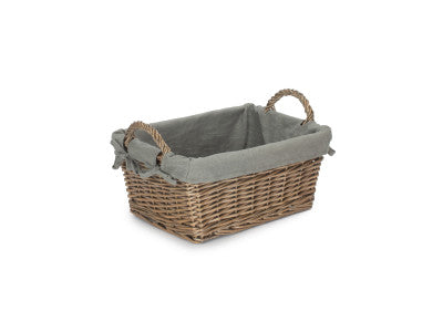 LARGE ANTIQUE WASH HANDLED STORAGE SOLUTION with GREY SAGE LINING