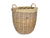 LARGE TALL ROUND FIRESIDE GREY RATTAN LOG BASKET with REMOVABLE CORDURA LINING