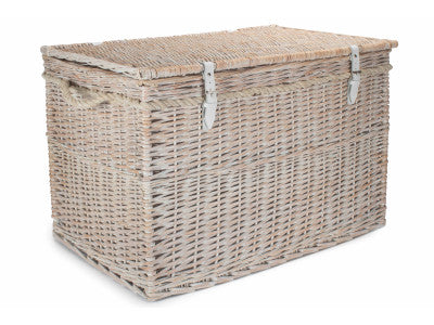 29" WHITE WASH STORAGE HAMPER