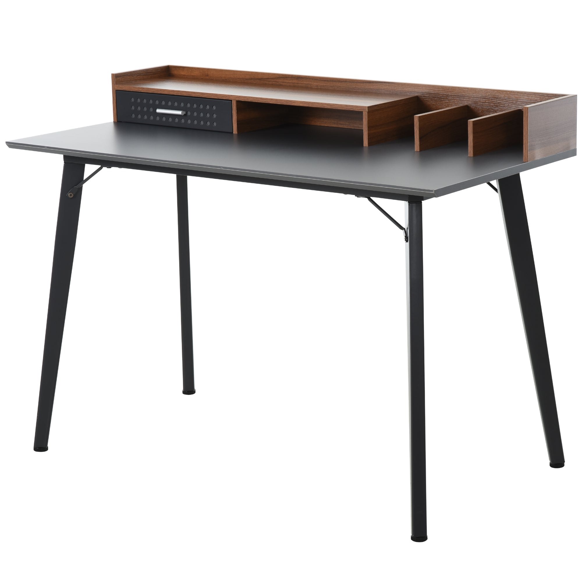 HOMCOM Modern Computer Desk Laptop Writing Table w/Hutch 1 Drawer workstation Home Office Furniture Brown and Black