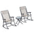 Outsunny 3 Piece Outdoor Rocking Set with 2 Folding Chairs and 1 Tempered Glass Table, Patio Bistro Set for Garden, Deck, Beige