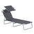 Outsunny Reclining Chair Sun Lounger Folding Lounger Seat with Sun Shade Awning Beach Garden Outdoor Patio Recliner Adjustable (Grey)