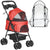 PawHut Pet Stroller, Weather Shield, One-Click Fold, EVA Tyres, Brake, Storage, Adjustable Hood, Safety Tether, Red