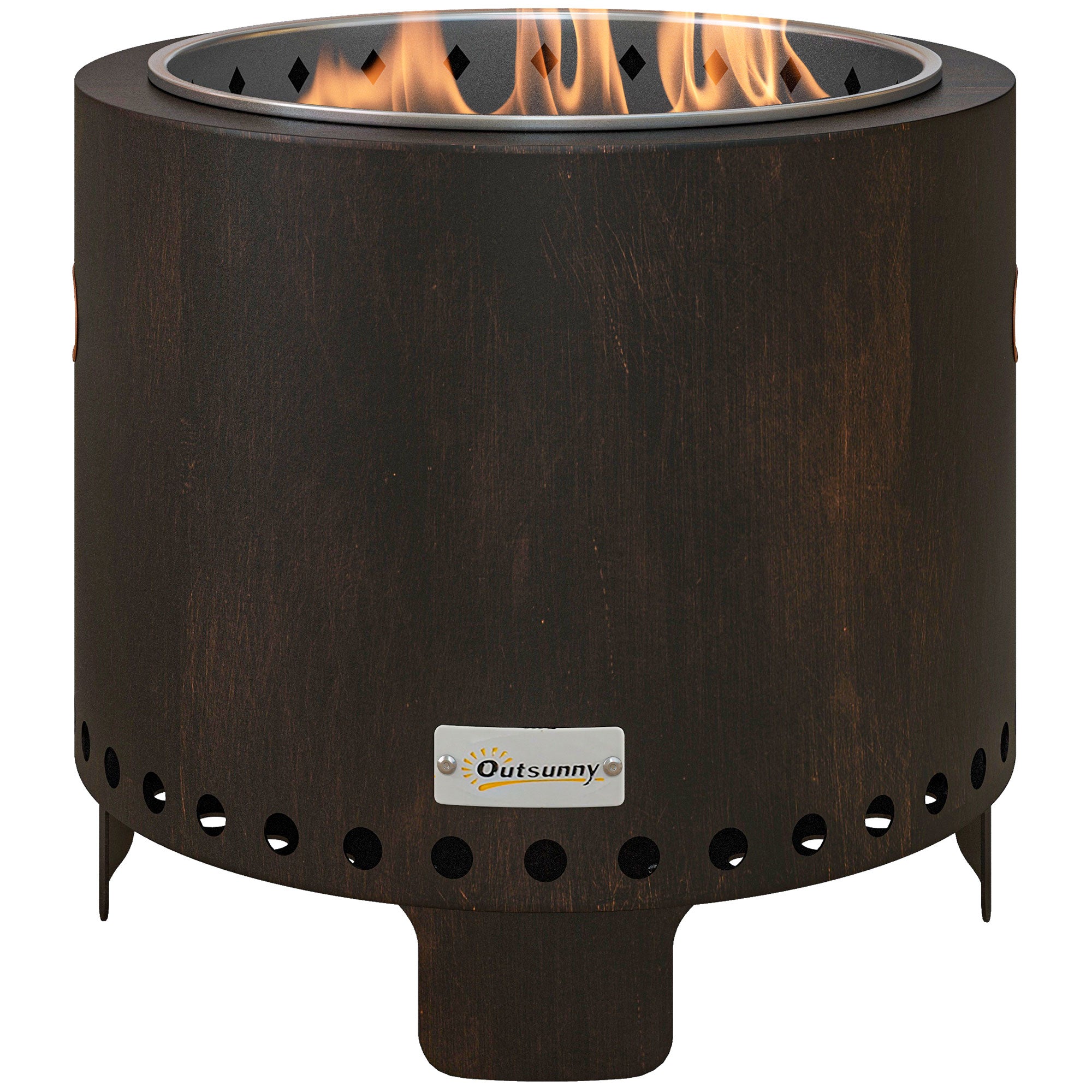 Outsunny Metal Wood-burning Smokeless Fire Pit, Black