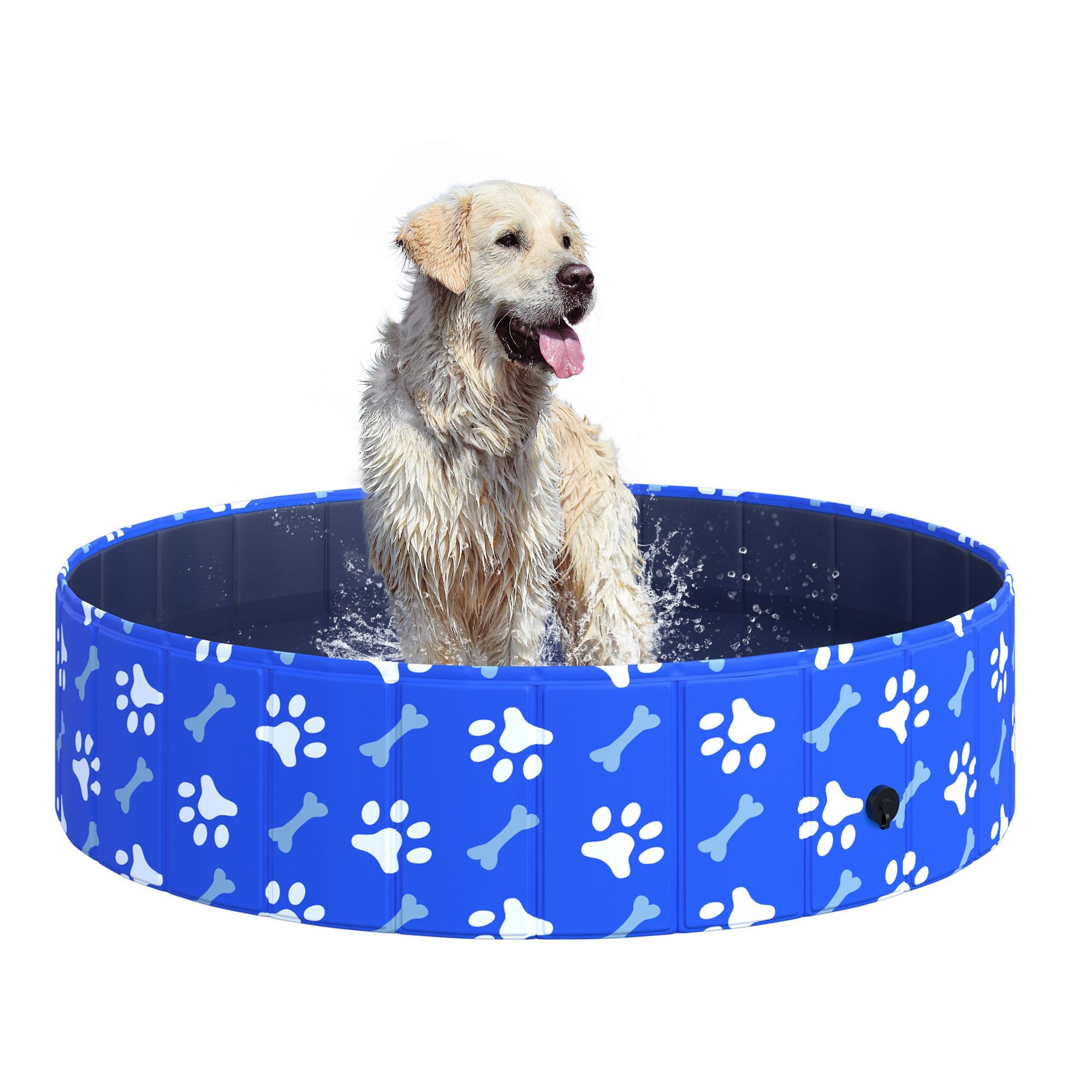 PawHut Portable Dog Swimming Pool, Foldable Pet Bath Tub for Indoor/Outdoor Use, 120x30cm, Blue