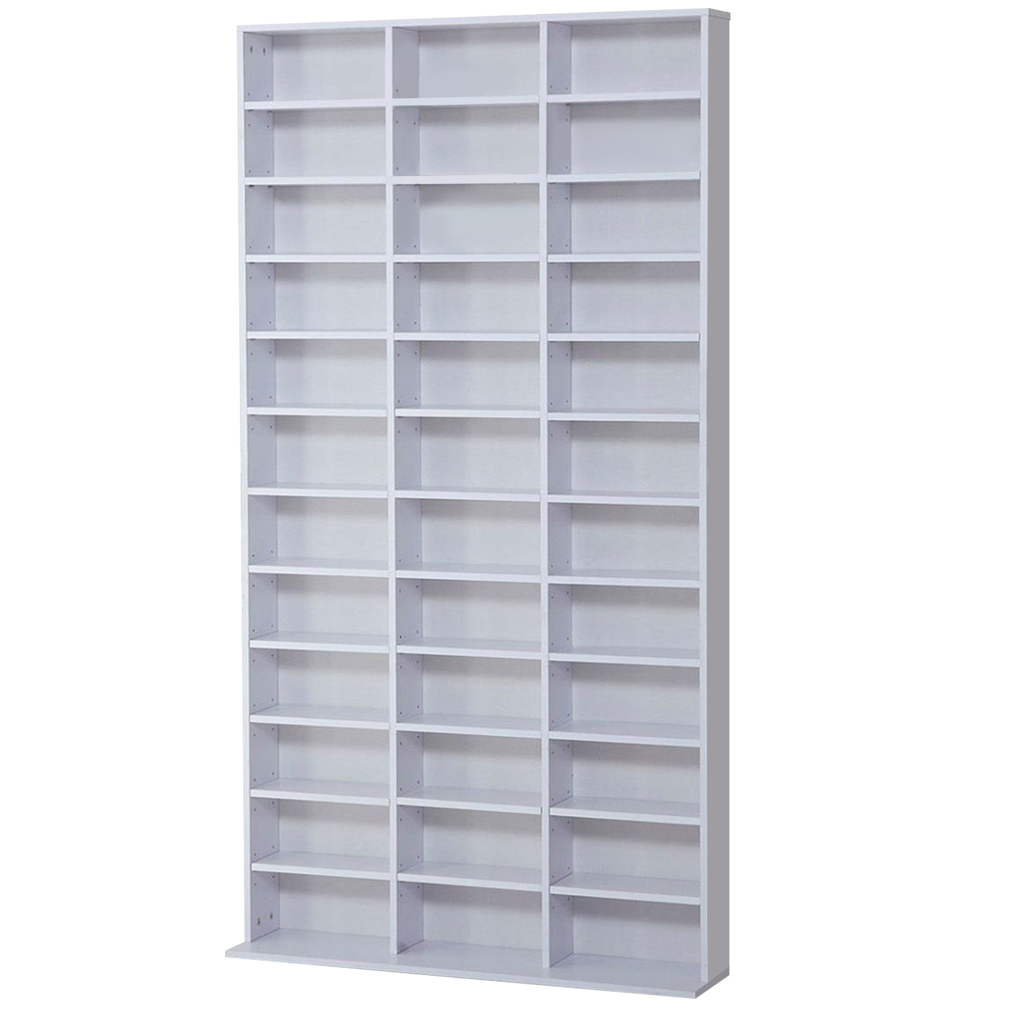 HOMCOM CD / DVD Storage Shelf Storage Unit for 1116 CDs Height-Adjustable Compartments 102 x 24 x 195 cm White