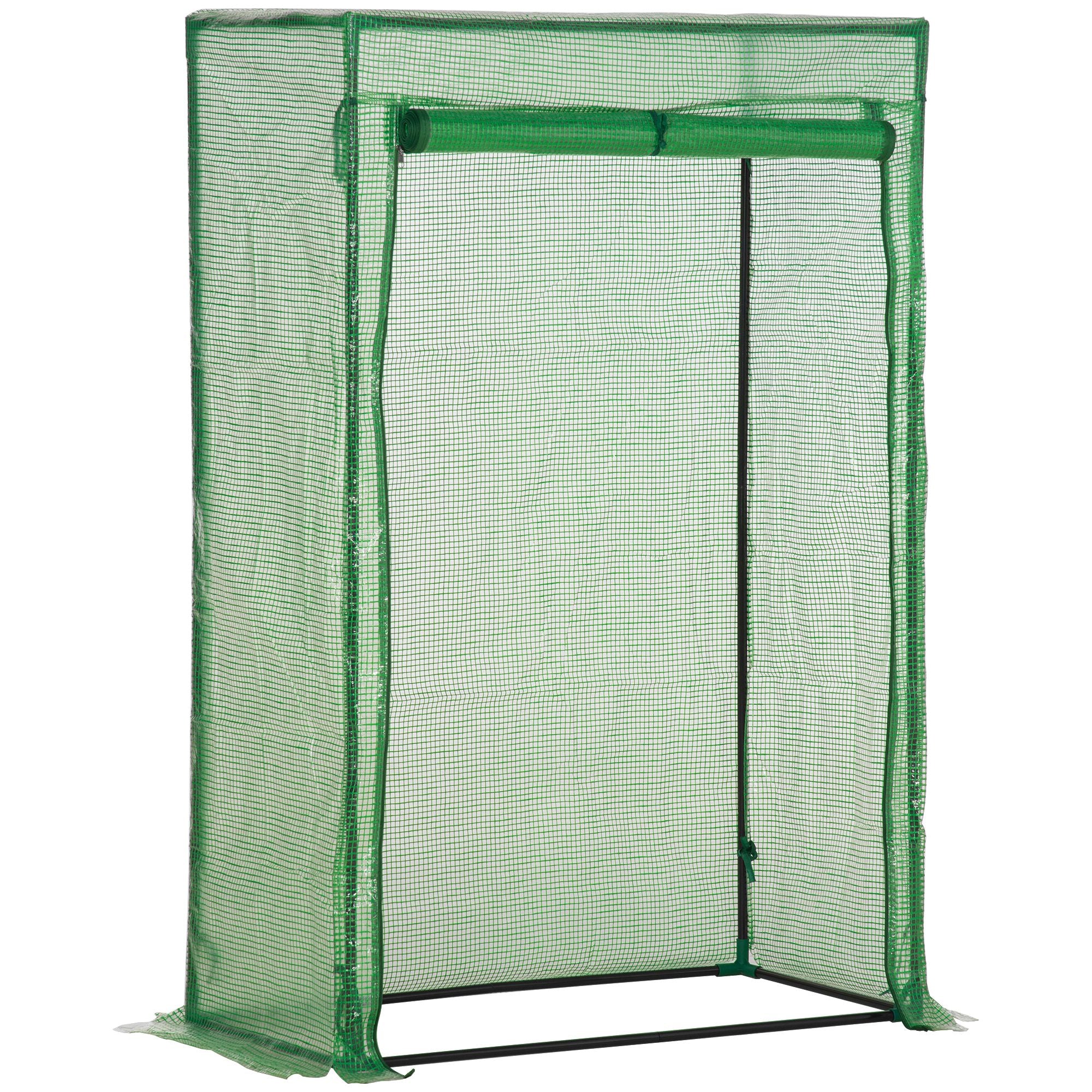 Outsunny 100 x 50 x 150cm Greenhouse Steel Frame PE Cover with Roll-up Door Outdoor for Backyard, Balcony, Garden, Green