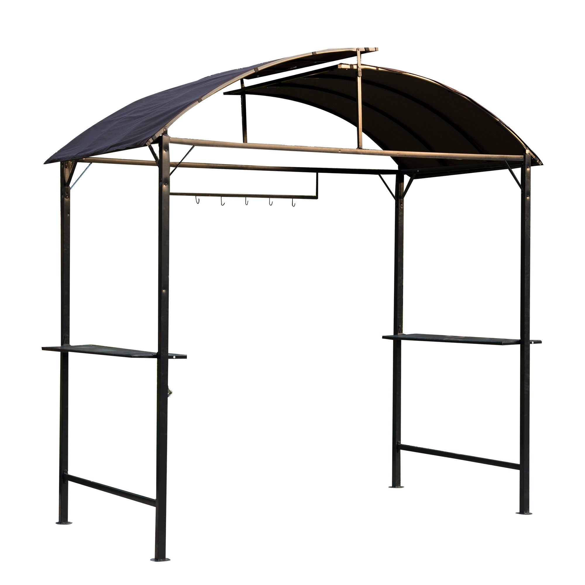 Outsunny Metal Smoking Gazebo Marquee Garden Patio BBQ Tent Grill Canopy Awning Shelter - Coffee