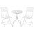 Outsunny Bistro Set for 2, Metal Folding Chairs with Round Table, White, Ideal for Balcony & Outdoor Indoor Use.