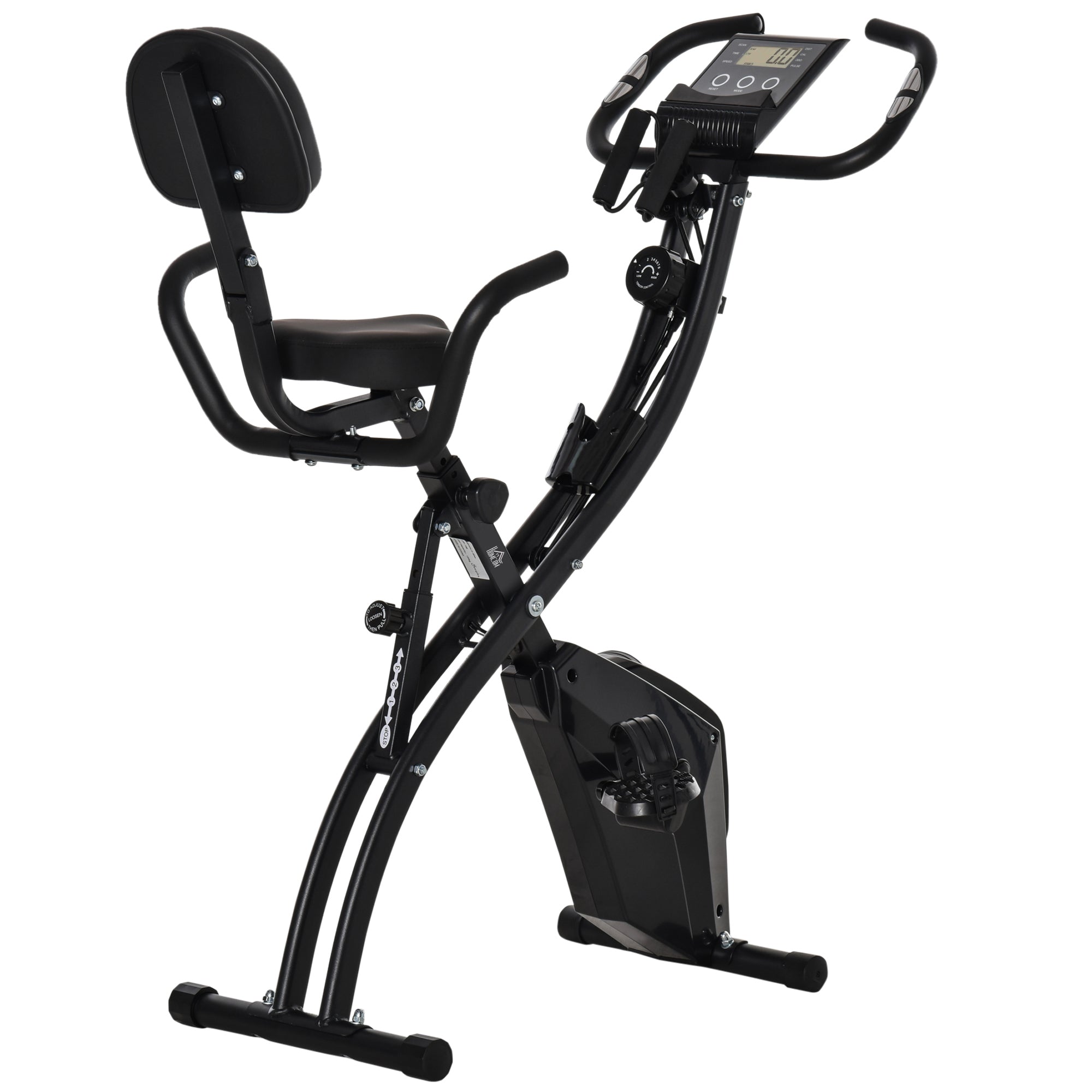 HOMCOM 2-in-1 Foldable Exercise Bike Recumbent Stationary Bike 8-Level Adjustable Magnetic Resistance with Pulse Sensor LCD Display