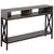 HOMCOM Console Table w/ 3 Compartments Metal Frame Adjustable Feet Home Display Storage Living Room Office Desk Grey Black