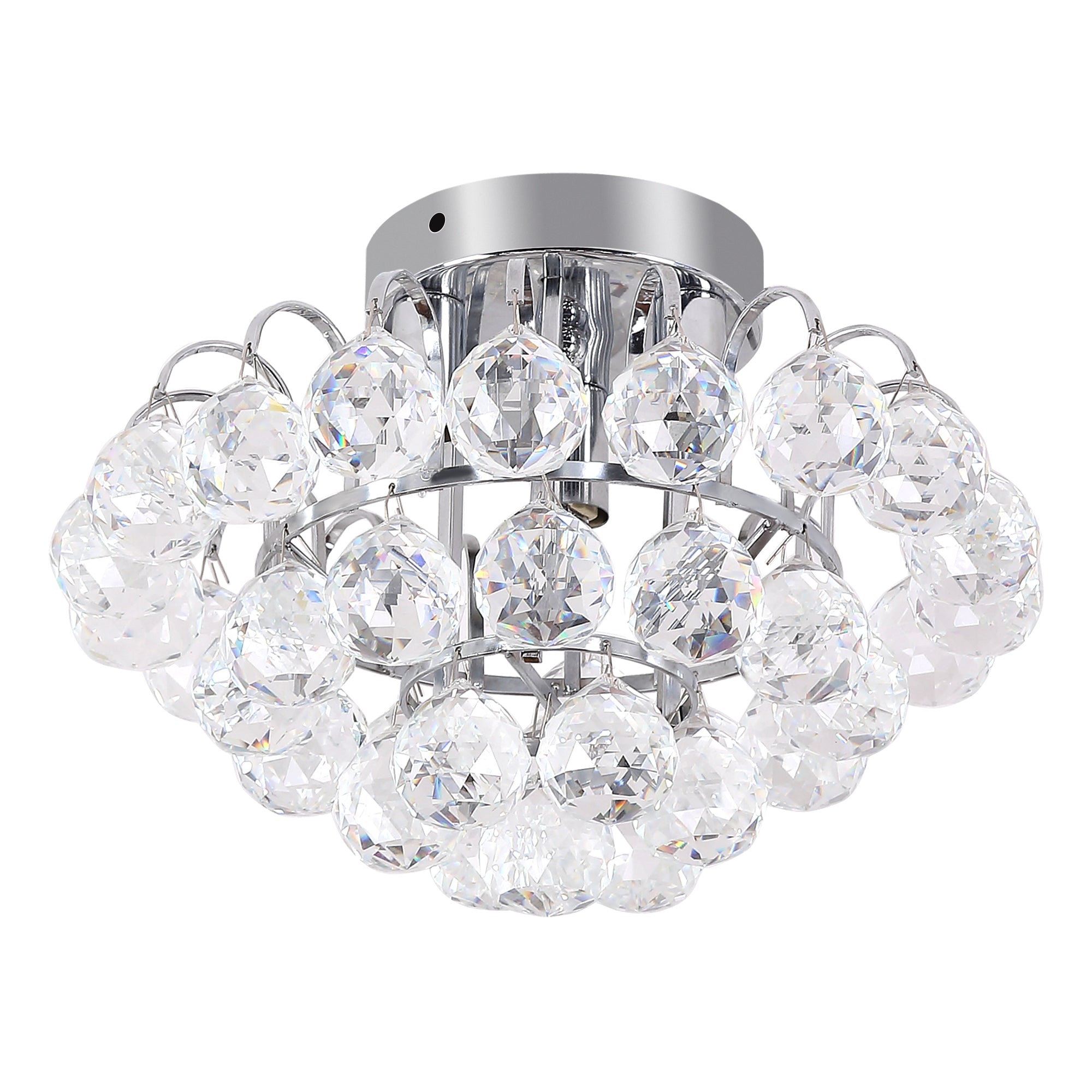 HOMCOM Crystal Ceiling Lamp Chandelier Hallway Flush Mount Pendant 3 Light Ф30cm Silver