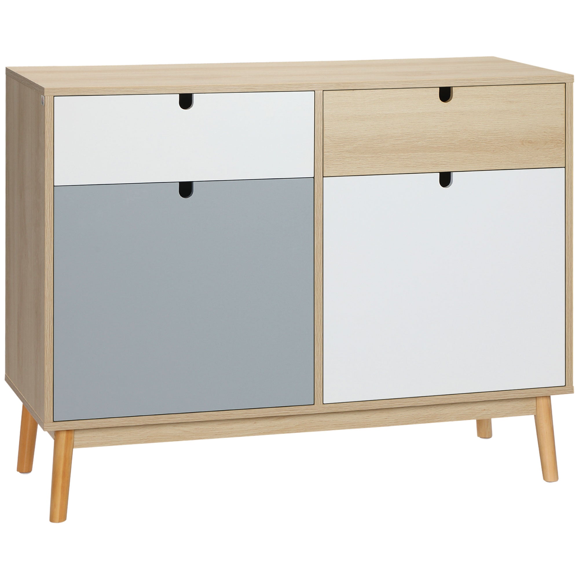 HOMCOM Kitchen Sideboard Storage Cabinet with Drawers, Wooden Cupboard for Bedroom, Living Room, Entryway Organisation