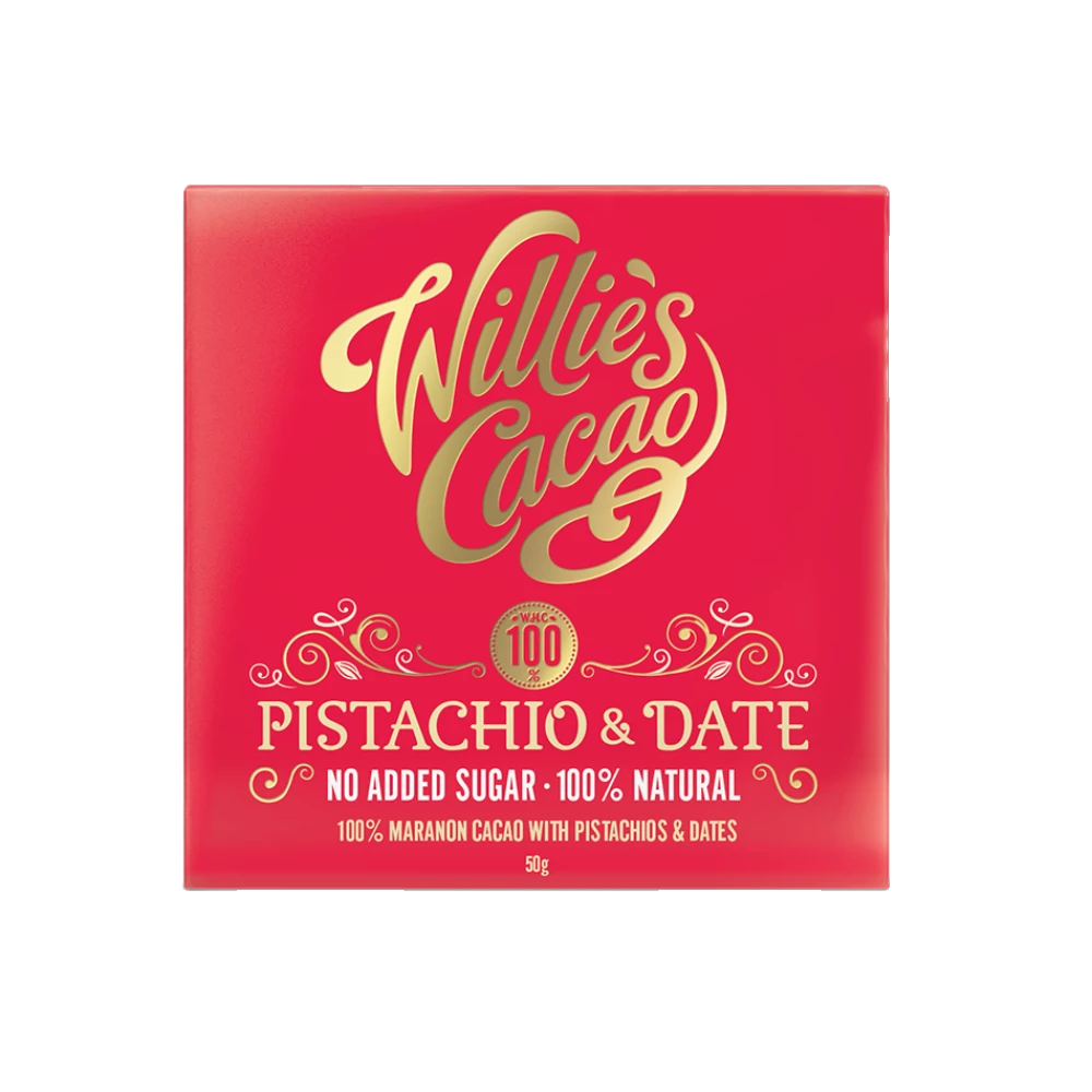 Willie's Cacao No Added Sugar Pistachio & Date Chocolate (50g)