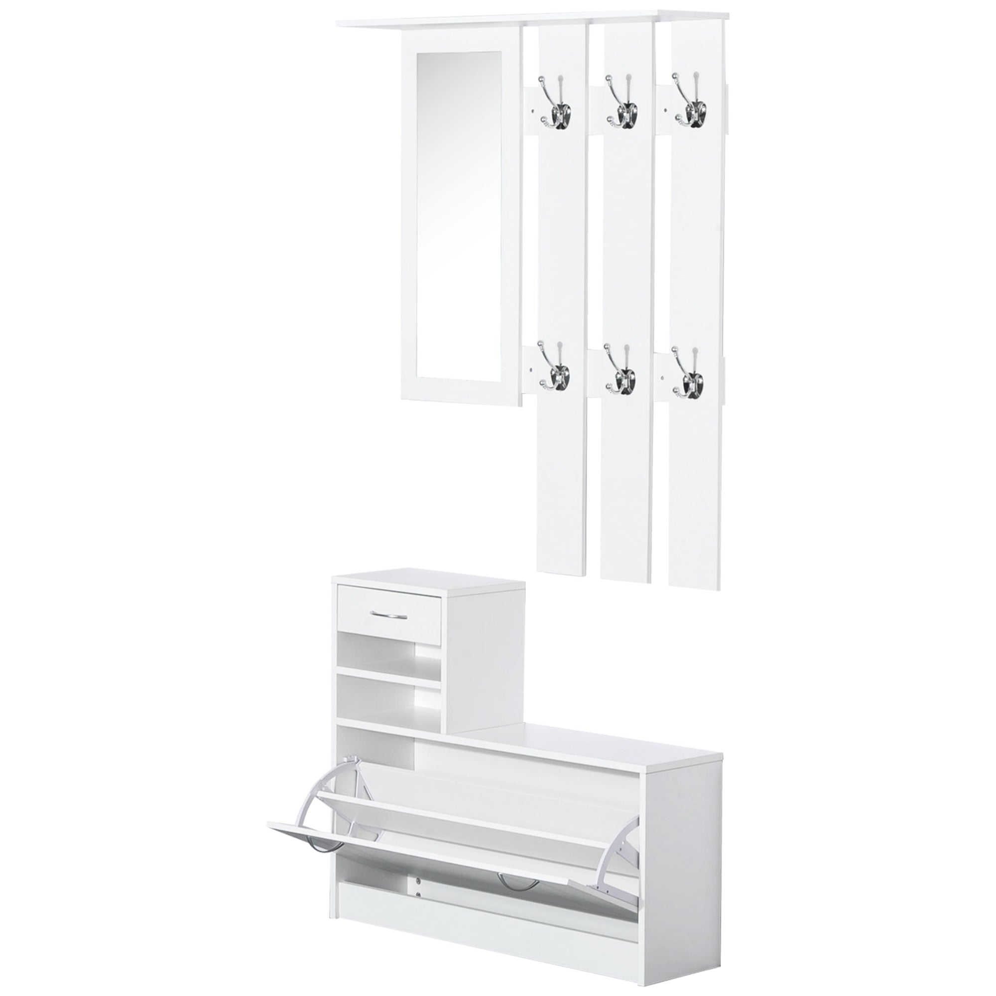 HOMCOM Entryway Furniture Set-White