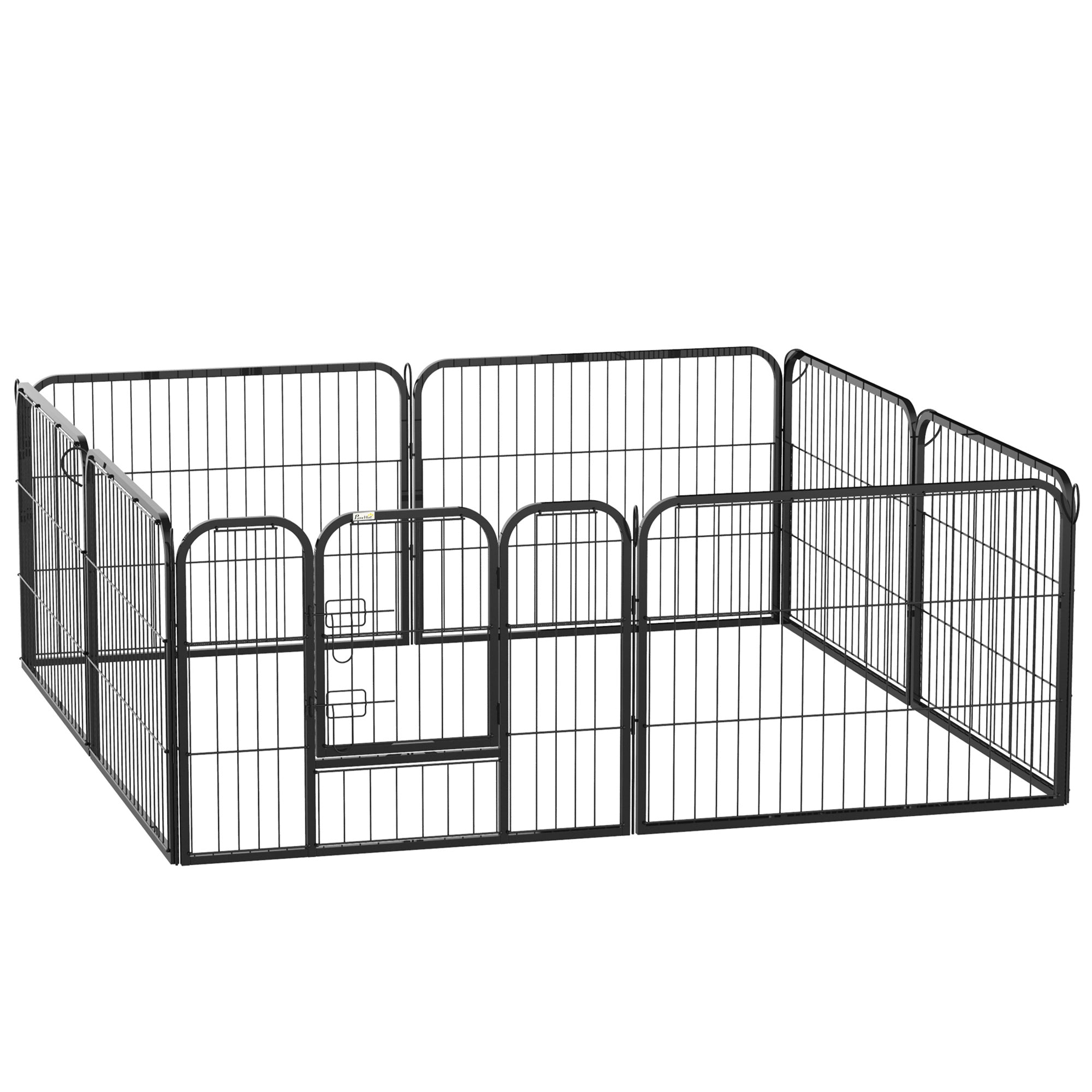 PawHut Heavy-Duty Dog Playpen, 8 Panel Steel Pet Exercise Pen, Foldable and Portable, Black