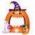 Outsunny 4.9FT Tall Halloween Inflatable Pumpkin Archway with Cute Ghost, Blow-Up Outdoor Halloween Decoration with LED Lights for Lawn, Garden, Party