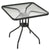 Outsunny Bistro Patio Table, Square Tempered Glass Top Dining Table, Steel Frame Outdoor Coffee Table with Umbrella Hole