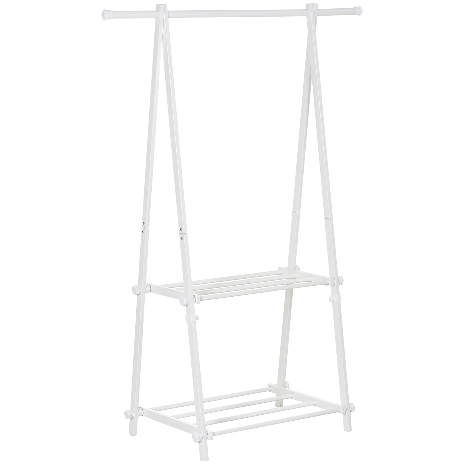 HOMCOM Minimalist Garment Rack: Adjustable Shelving Unit for Hallway Organisation, White