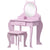 ZONEKIZ Children's Vanity Set with Mirror, Stool, Cat Theme, Drawer, Organiser Boxes for Ages 3-6, Pink