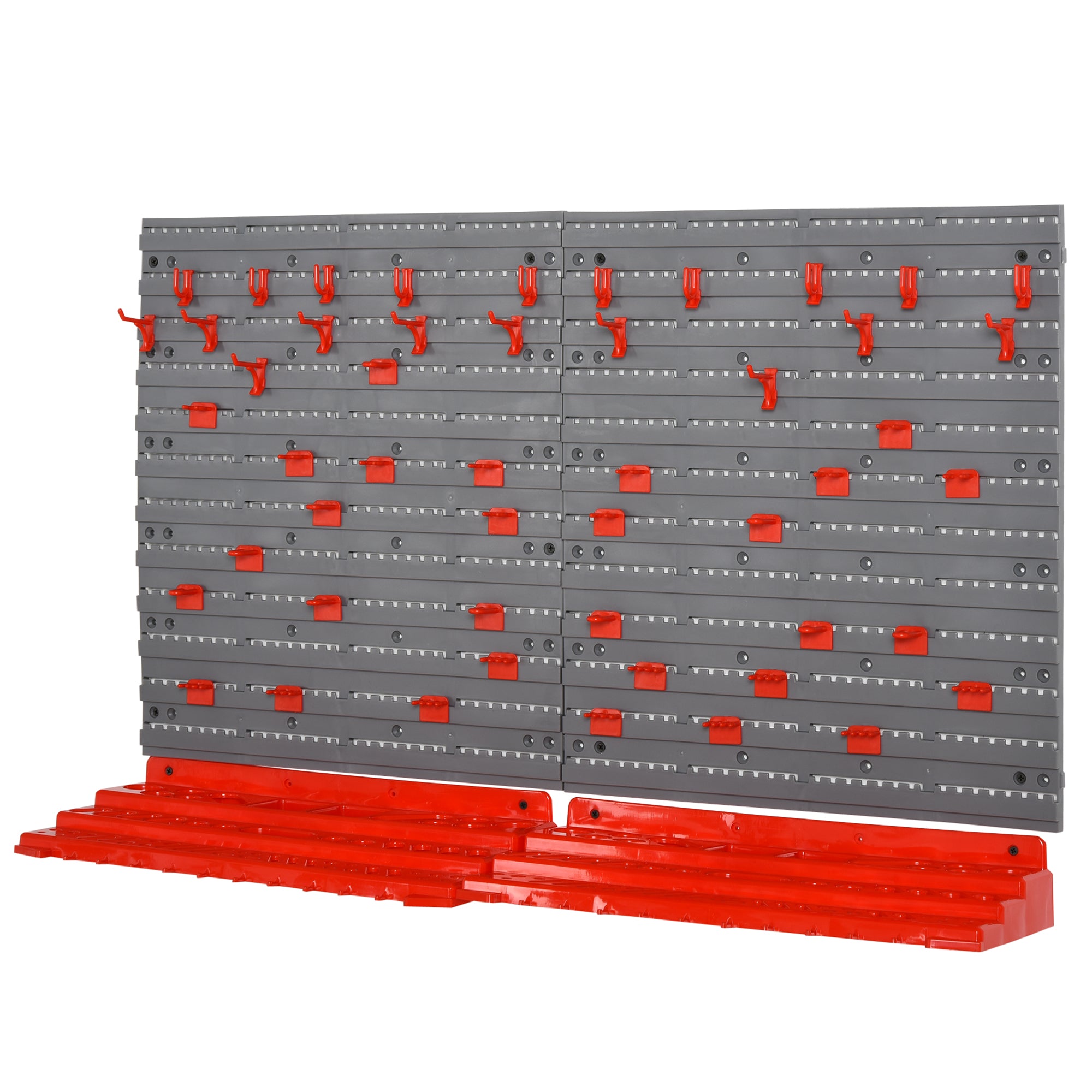 DURHAND Wall Mounted Tool Storage Board, 54 Piece Set with Pegboard, 50 Pegs, 2 Shelves, Organiser for Workshop, Garage