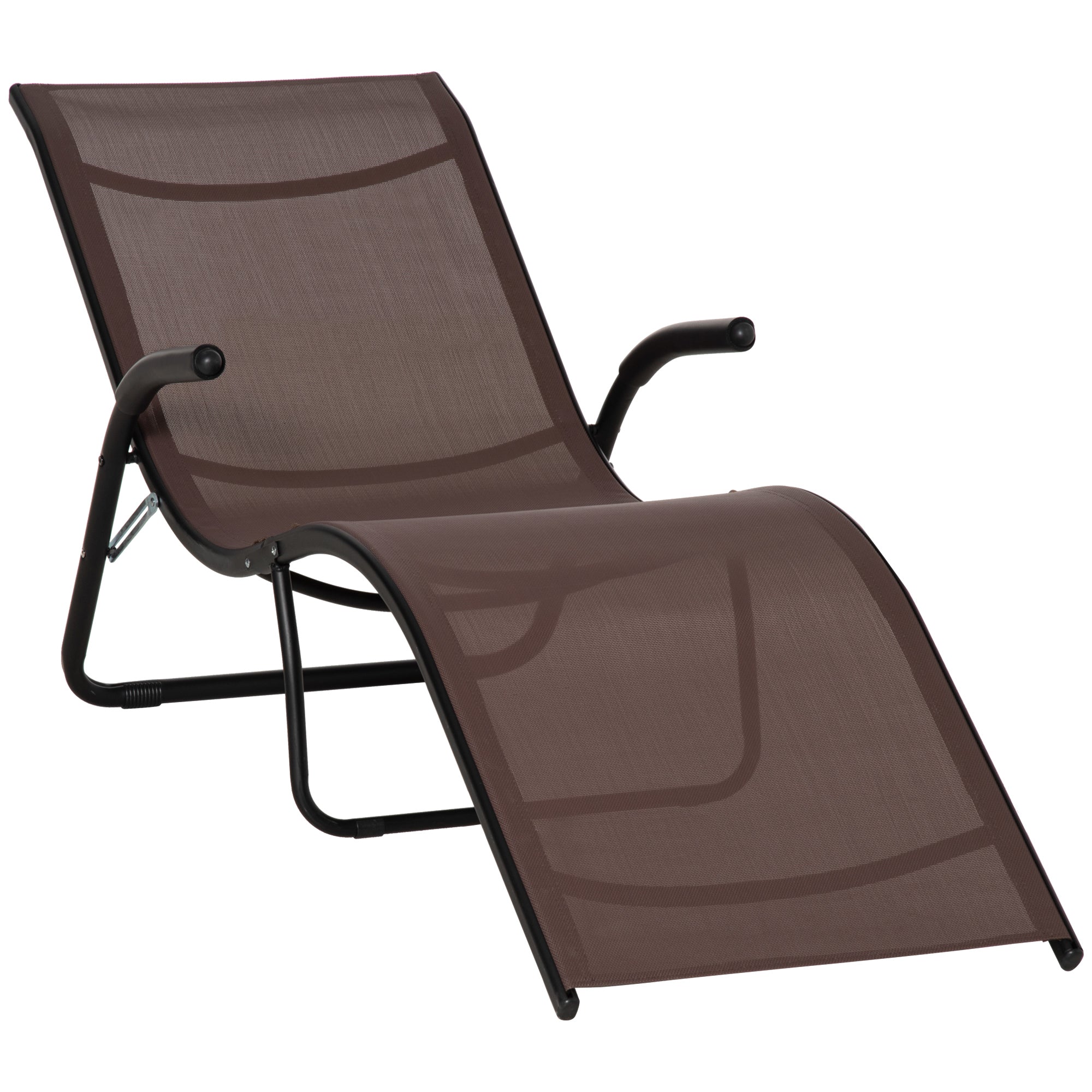 Outsunny Folding Chaise Lounge Chair, Reclining Garden Sun Lounger for Beach, Poolside and Patio, Dark Brown