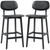 HOMCOM Bar Stools Set of 2, Modern Breakfast Bar Chairs, Faux Leather Upholstered Kitchen Stools with Backs and Wood Legs, Black