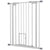 PawHut Extra Tall Pet Gate, Indoor Dog Safety Gate, with Cat Flap, Auto Close, 74-80cm Wide - White