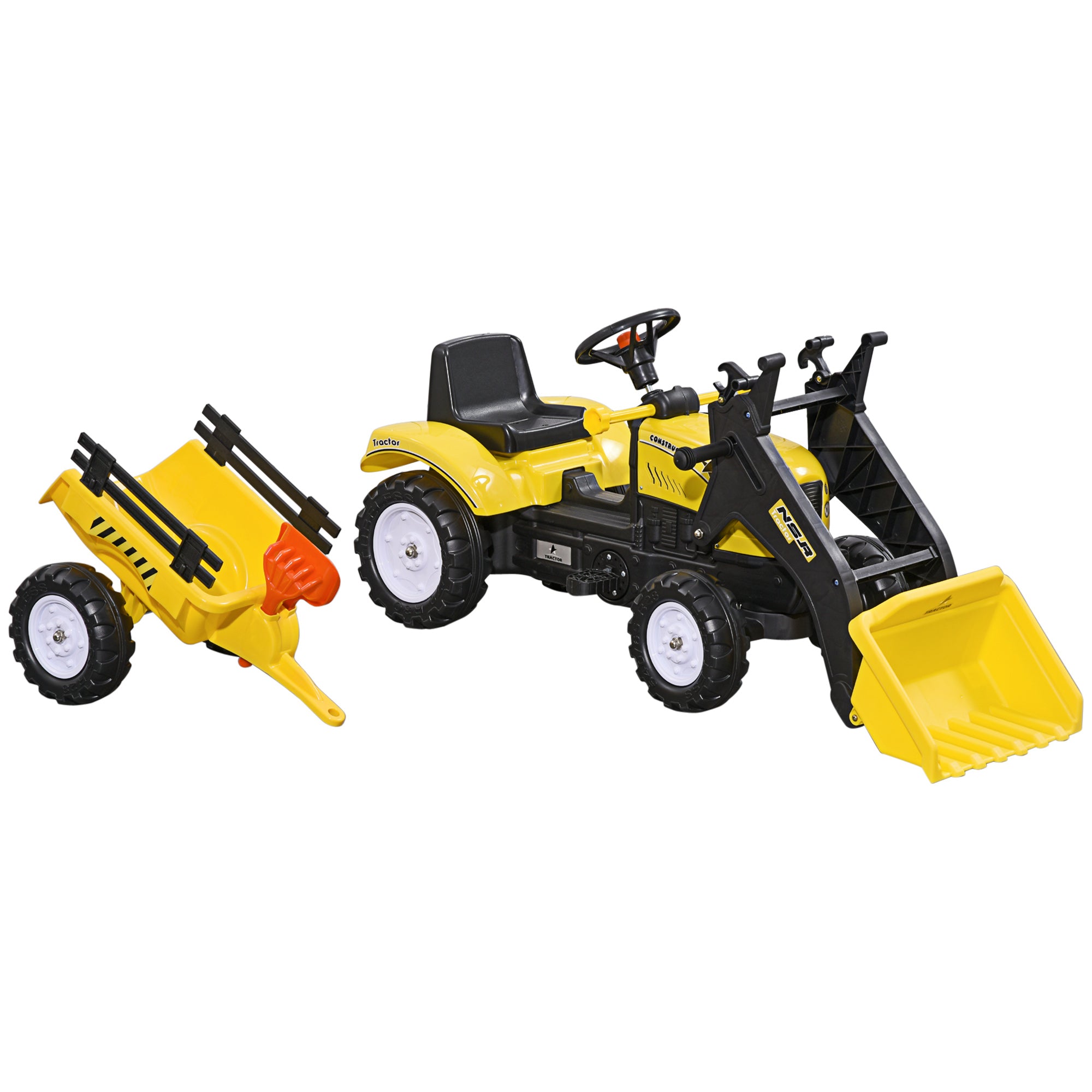 HOMCOM Kids Pedal Go Kart Excavator-Yellow