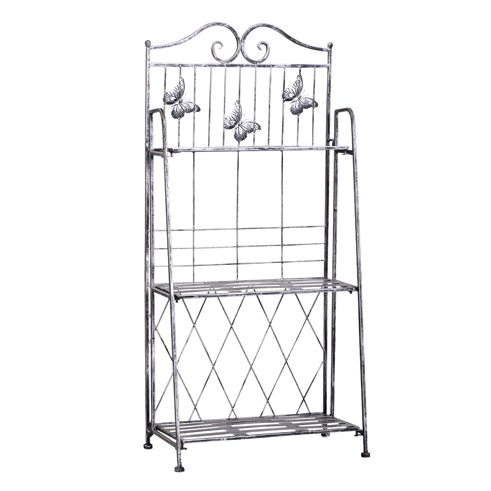 Outsunny Indoor Outdoor Freestanding 3-Tier Garden Plant Stand Metal Flower Display Rack for Potted Plants Balcony Décor 44L x 25W x 96H cm